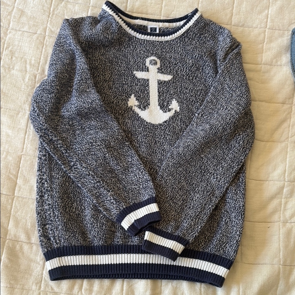 Janie and Jack Navy Anchor Crewneck Sweater